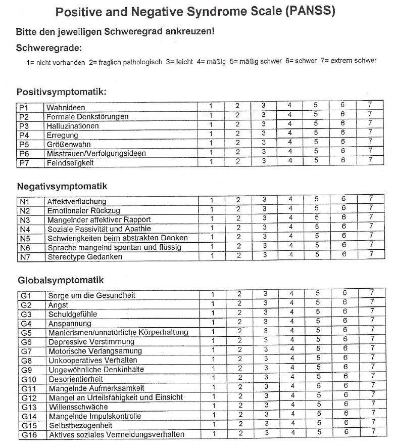 Skript für den Systemblock Psyche 7 Schizophrenie Diagnostik